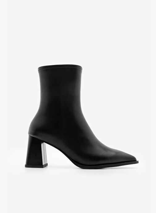 Kadın Kalın Topuklu Sivri Burun Bot Simva Siyah - Görsel 4