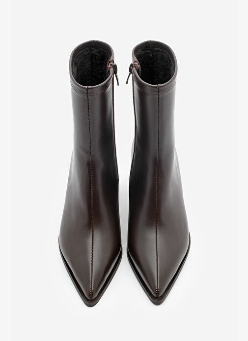 Kadın Kalın Topuklu Sivri Burun Bot Simva Kahve - Görsel 4