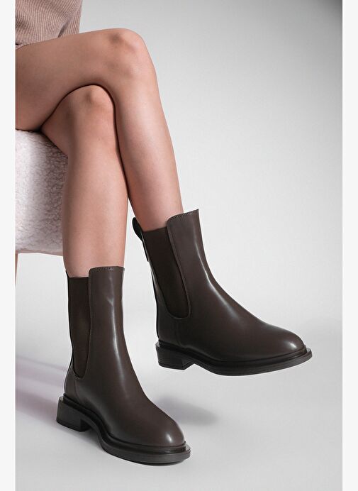 Kadın Lastikli Günlük Chelsea Bot Sebon Kahve - Görsel 4