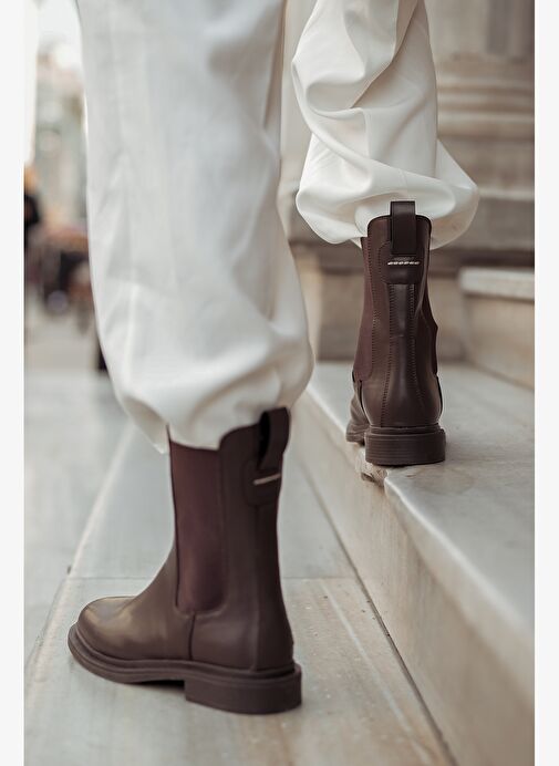 Kadın Lastikli Günlük Chelsea Bot Sebon Kahve - Görsel 7