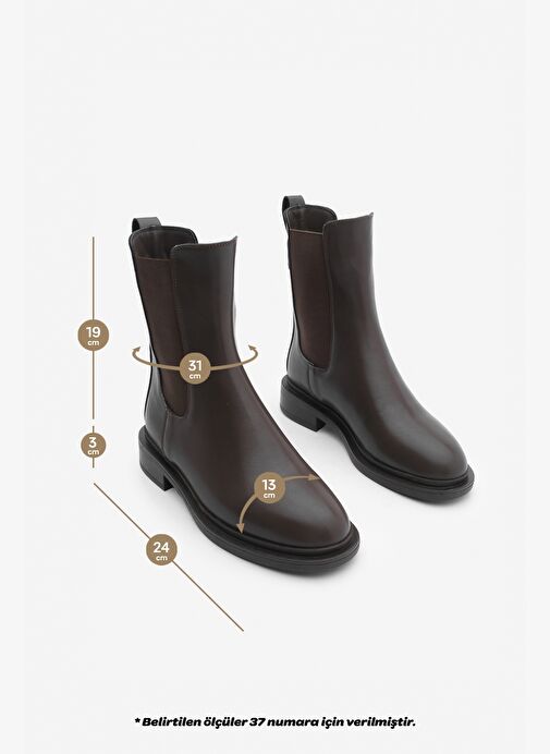 Kadın Lastikli Günlük Chelsea Bot Sebon Kahve - Görsel 8