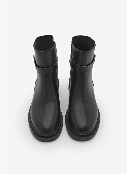 Kadın Altın Tokalı Lastikli Günlük Bot Rodop Siyah - Görsel 6