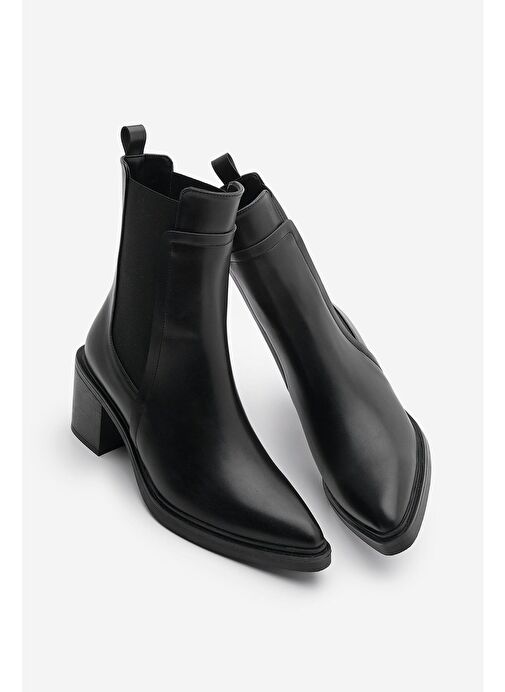 Kadın Çift Lastikli Chelsea Topuklu Bot Pisar Siyah - Görsel 6