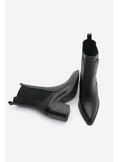 Kadın Çift Lastikli Chelsea Topuklu Bot Pisar Siyah - Görsel 5