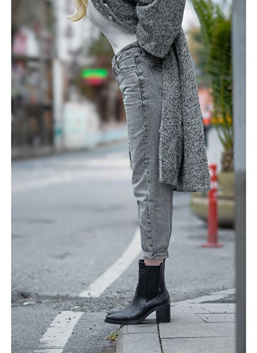 Kadın Çift Lastikli Chelsea Topuklu Bot Pisar Siyah - Görsel 7