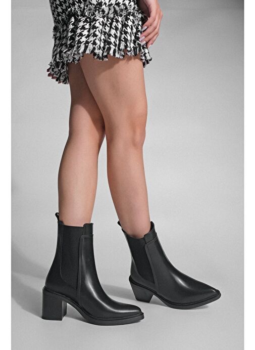 Kadın Çift Lastikli Chelsea Topuklu Bot Pisar Siyah - Görsel 3