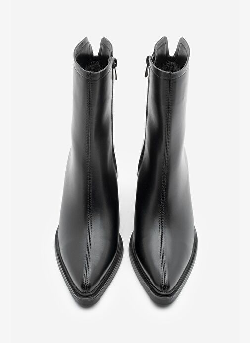 Kadın Yandan Fermuarlı Dikiş Detaylı Günlük Topuklu Bot Lakos Siyah - Görsel 7