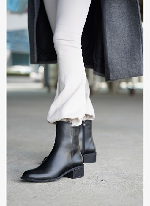 Kadın Klasik Yandan Fermuarlı Günlük Bot Safina Siyah - Görsel 3