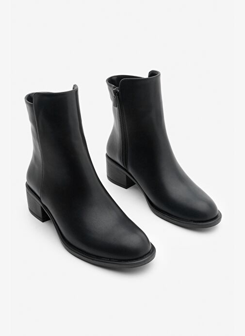 Kadın Klasik Yandan Fermuarlı Günlük Bot Safina Siyah - Görsel 2