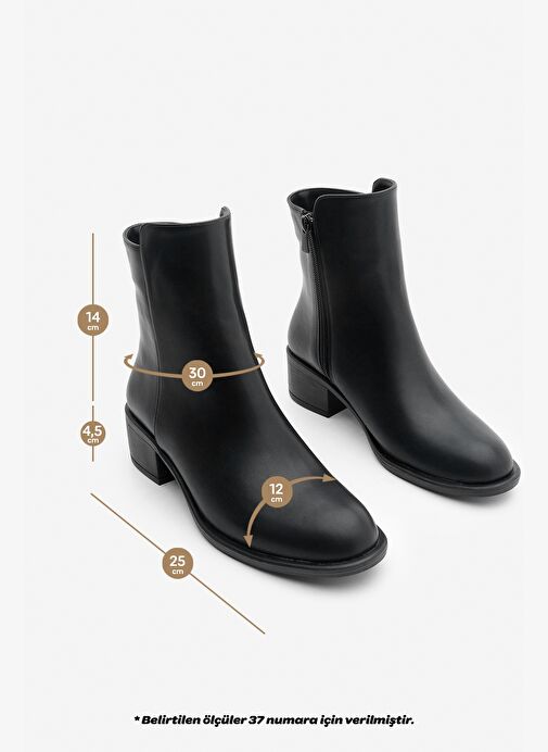 Kadın Klasik Yandan Fermuarlı Günlük Bot Safina Siyah - Görsel 8