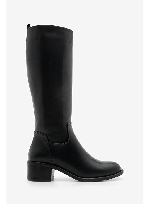 Kadın Yandan Fermuarlı Topuklu Çizme Levarin Siyah - Görsel 8