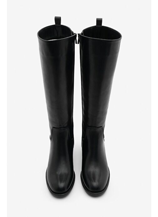 Kadın Yandan Fermuarlı Topuklu Çizme Levarin Siyah - Görsel 4