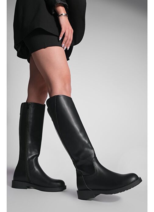 Kadın Yandan Fermuarlı Günlük Çizme Sirante Siyah - Görsel 2