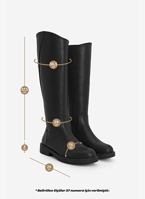 Kadın Yandan Fermuarlı Günlük Çizme Sirante Siyah - Görsel 5