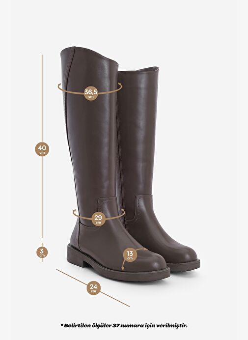 Kadın Yandan Fermuarlı Günlük Çizme Sirante Kahve - Görsel 9