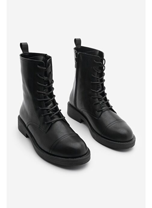 Kadın Bağcıklı Yandan Fermuarlı Günlük Postal Bot Sirus Siyah - Görsel 6