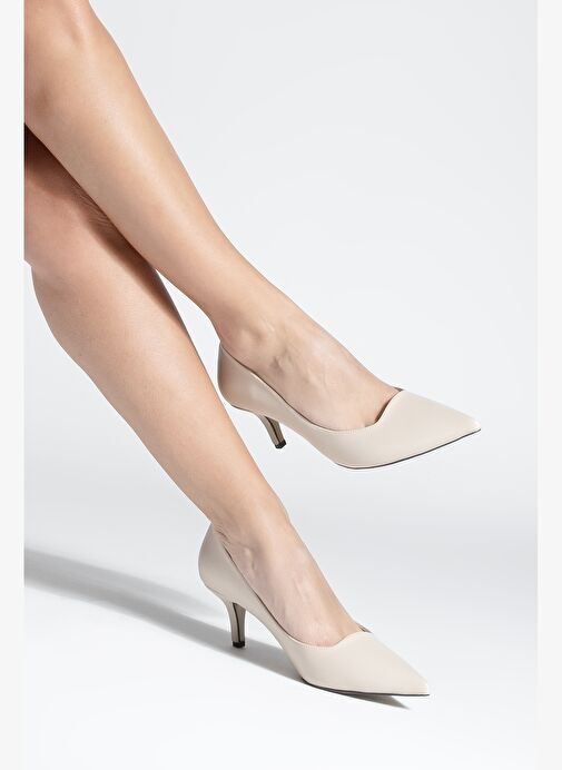 Kadın Stiletto Sivri Burun İnce Topuklu Ayakkabı Loresta Bej - Görsel 4