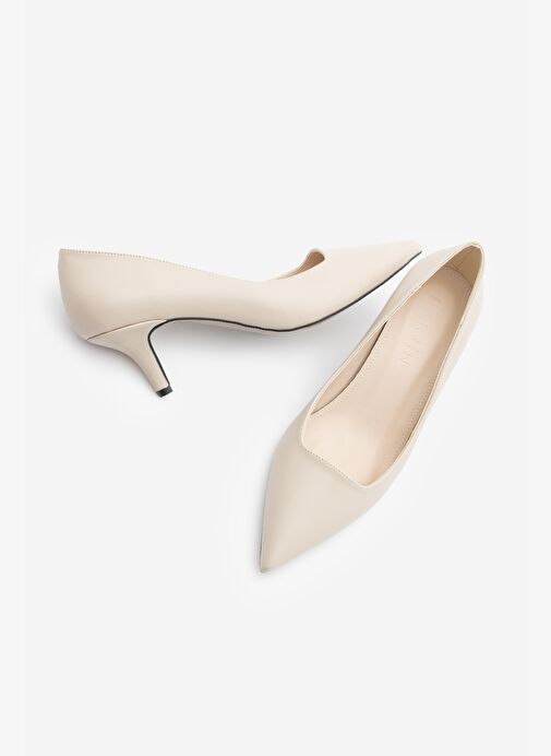 Kadın Stiletto Sivri Burun İnce Topuklu Ayakkabı Loresta Bej - Görsel 2