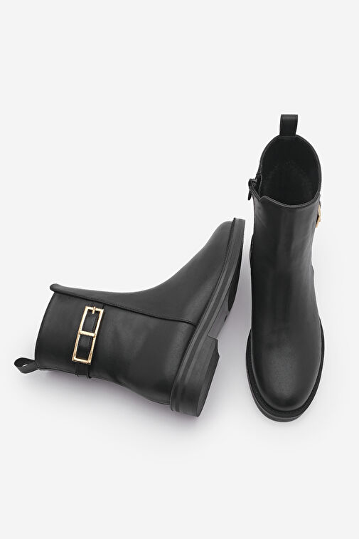 Kadın Altın Kemer Aksesuarlı Günlük Bot Soplen Siyah - Görsel 8