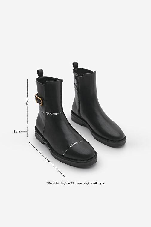 Kadın Altın Kemer Aksesuarlı Günlük Bot Soplen Siyah - Görsel 9