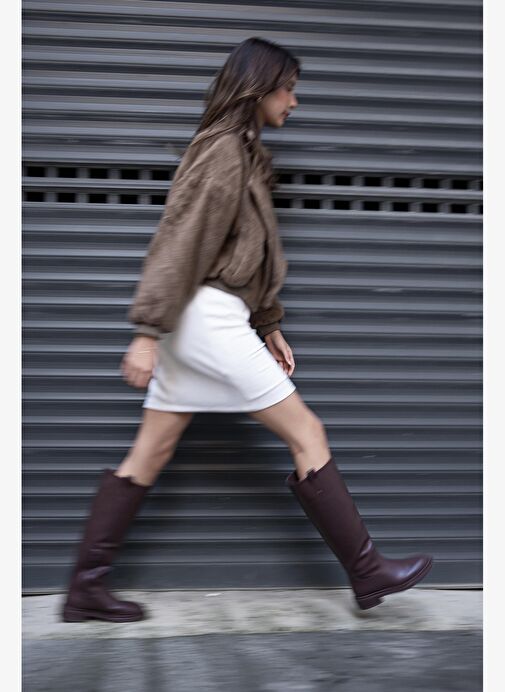 Kadın İçten Yandan Fermuarlı Günlük Çizme Sonate Kahve - Görsel 7