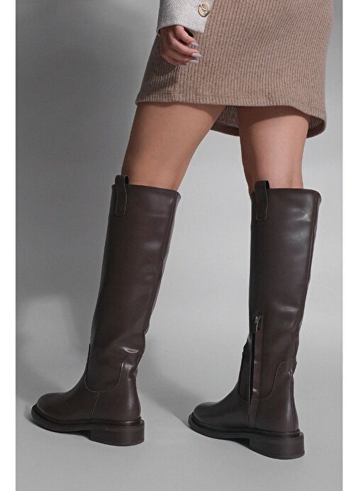 Kadın İçten Yandan Fermuarlı Günlük Çizme Sonate Kahve - Görsel 5