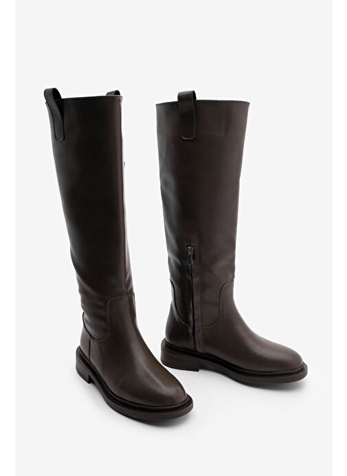 Kadın İçten Yandan Fermuarlı Günlük Çizme Sonate Kahve - Görsel 2