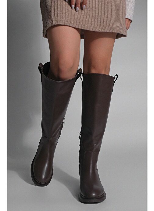 Kadın İçten Yandan Fermuarlı Günlük Çizme Sonate Kahve - Görsel 4