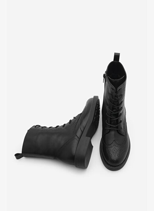 Kadın Bağcıklı Ve Fermuarlı Çiftyüz Günlük Postal Bot Lidan Siyah - Görsel 3