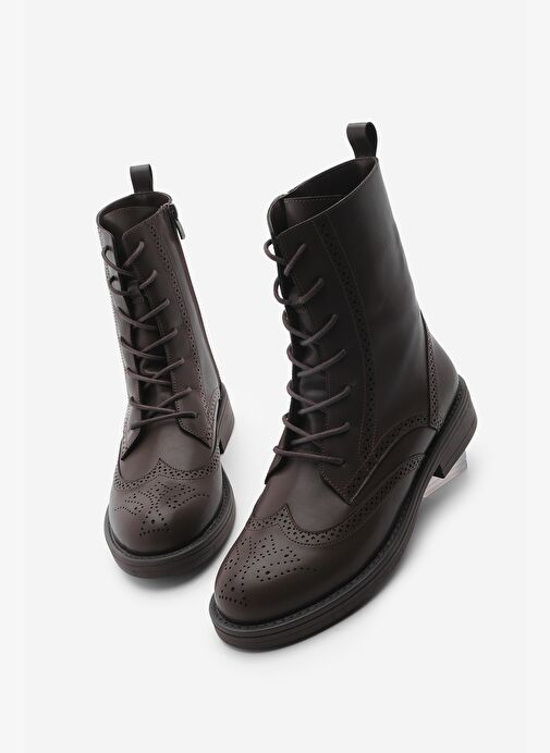 Kadın Bağcıklı Ve Fermuarlı Çiftyüz Günlük Postal Bot Lidan Kahve - Görsel 2