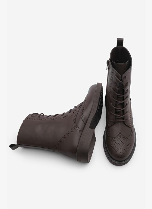 Kadın Bağcıklı Ve Fermuarlı Çiftyüz Günlük Postal Bot Lidan Kahve - Görsel 8