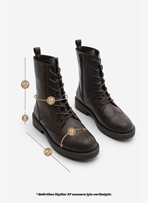 Kadın Bağcıklı Ve Fermuarlı Çiftyüz Günlük Postal Bot Lidan Kahve - Görsel 9