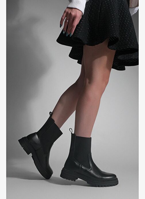 Kadın Lastikli Chelsea Günlük Bot Marges Siyah - Görsel 8