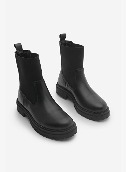 Kadın Lastikli Chelsea Günlük Bot Marges Siyah - Görsel 7