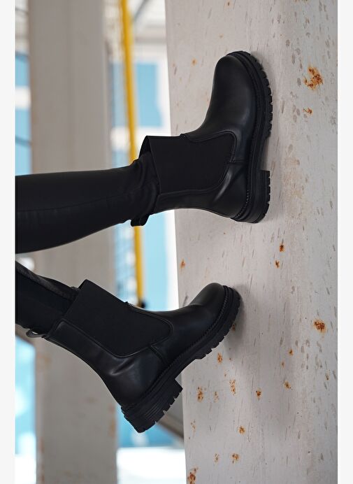 Kadın Lastikli Chelsea Günlük Bot Marges Siyah - Görsel 3