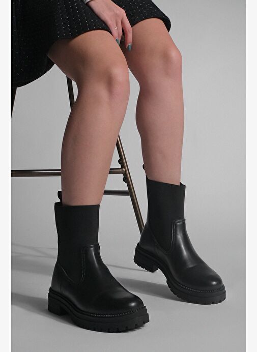 Kadın Lastikli Chelsea Günlük Bot Marges Siyah - Görsel 6