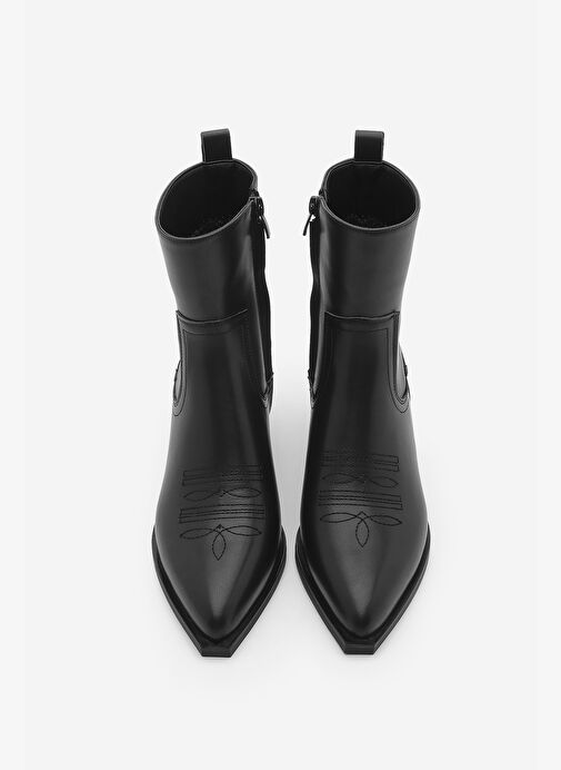 Kadın Sivri Burun Nakışlı Western Bot Siyesta Siyah - Görsel 6