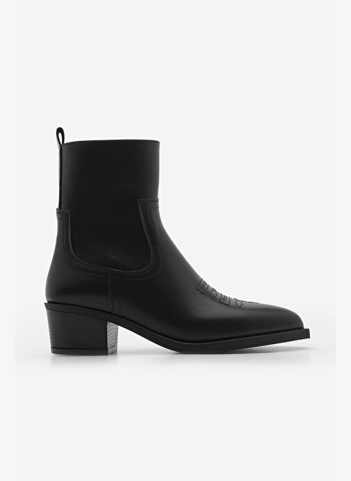 Kadın Sivri Burun Nakışlı Western Bot Siyesta Siyah - Görsel 4