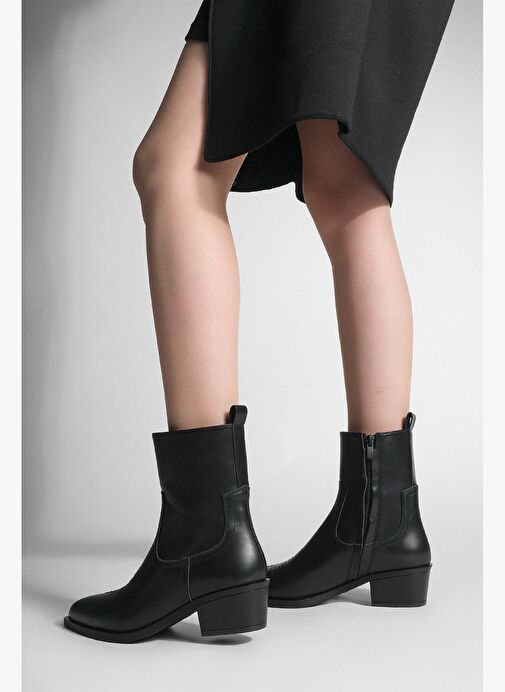 Kadın Sivri Burun Nakışlı Western Bot Siyesta Siyah - Görsel 7