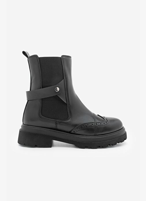Marjin Marjin Kadın Çift Yüzlü Lastikli Tırtıklı Taban Chelsea Günlük Bot Sarfen Siyah | Boyner Siyah - 5. görsel