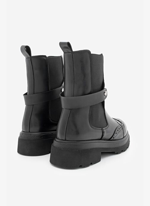 Marjin Marjin Kadın Çift Yüzlü Lastikli Tırtıklı Taban Chelsea Günlük Bot Sarfen Siyah | Boyner Siyah - 7. görsel