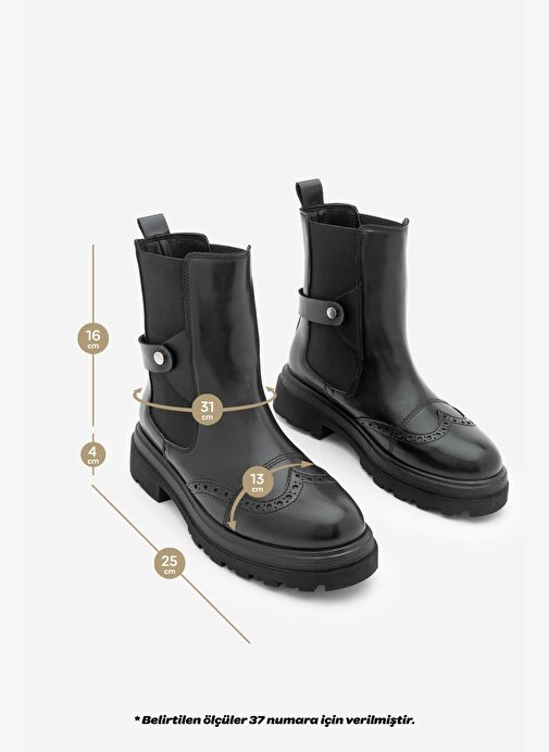 Marjin Marjin Kadın Çift Yüzlü Lastikli Tırtıklı Taban Chelsea Günlük Bot Sarfen Siyah | Boyner Siyah - 9. görsel