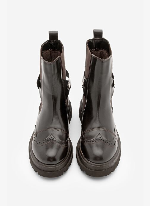 Kadın Çift Yüzlü Lastikli Tırtıklı Taban Chelsea Günlük Bot Sarfen Kahve - Görsel 3