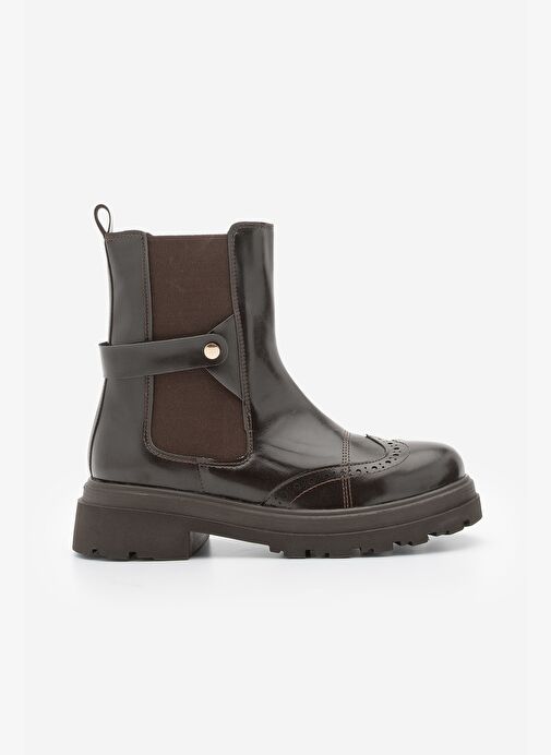 Kadın Çift Yüzlü Lastikli Tırtıklı Taban Chelsea Günlük Bot Sarfen Kahve - Görsel 8