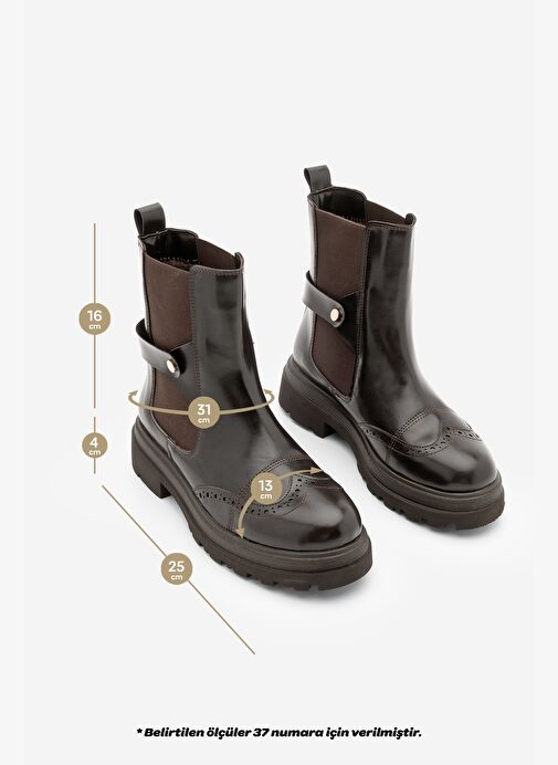 Kadın Çift Yüzlü Lastikli Tırtıklı Taban Chelsea Günlük Bot Sarfen Kahve - Görsel 5