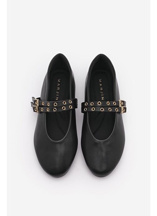 Kadın Çift Bantlı Zımbalı Günlük Babet Bekosa Siyah - Görsel 9