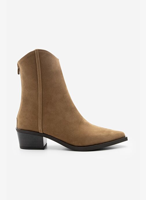 Kadın Sivri Burun Dikiş Detaylı Western Bot Vildo Taba Süet - Görsel 4