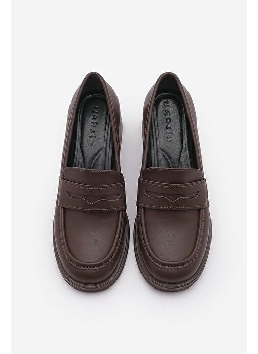 Kadın Loafer Kalın Topuklu Günlük Ayakkabı Seriz Kahve - Görsel 8
