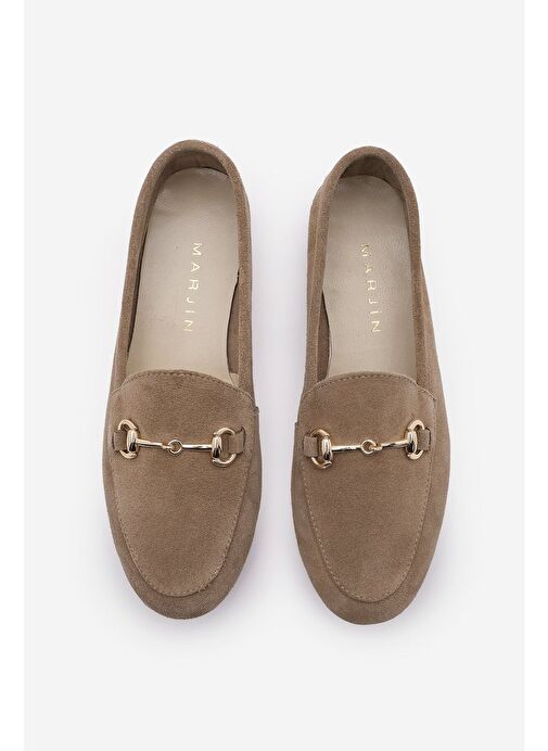 Kadın Hakiki Deri Zincirli Loafer Günlük Ayakkabı Tanle Taba Süet - Görsel 9