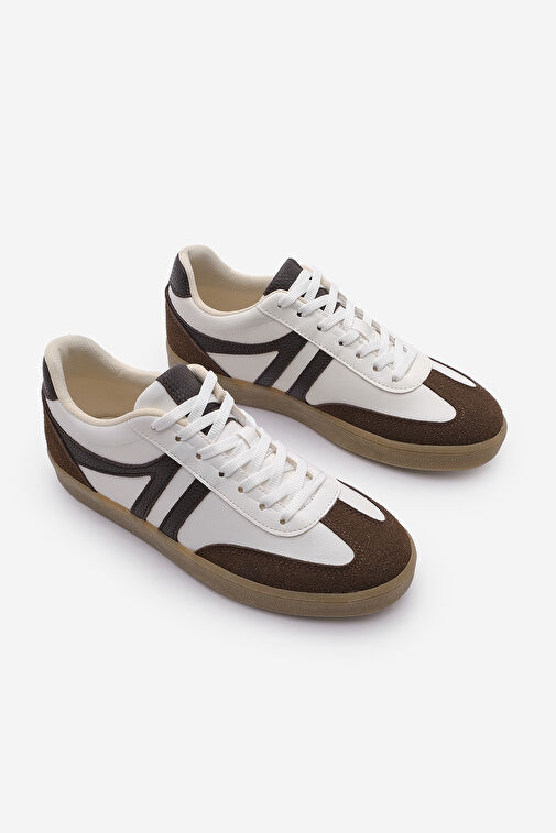Kadın Sneaker Bağcıklı Düz Taban Spor Ayakkabı Tiyone Kahve - Görsel 6